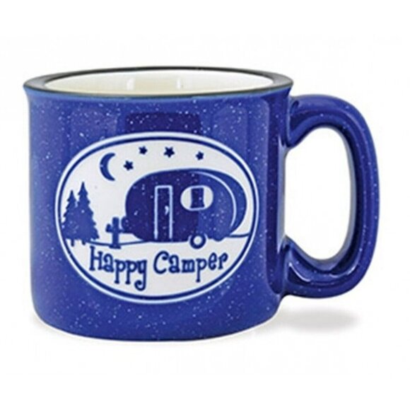 Cape Shore HAPPY CAMPER Laser Etched Camping  Coffee Tea Ceramic Cup Mug - Picture 1 of 7